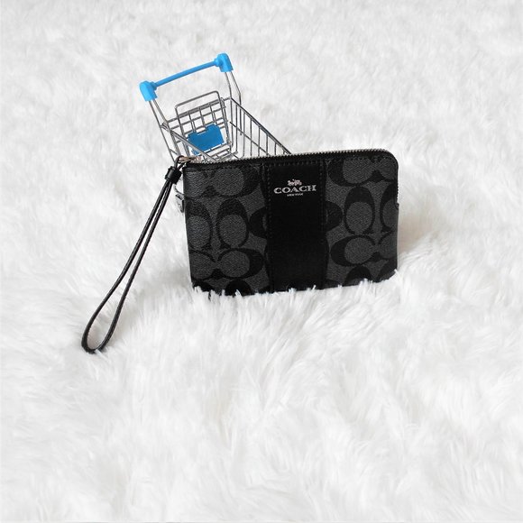 Coach Signature PVC Leather Corner Zip Wristlet - Picture 3 of 12